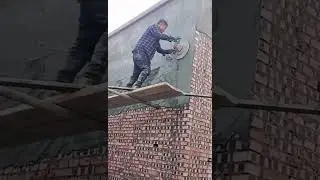 DIY tool of construction worker screeding cement wall perfect