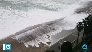 Huge waves reach the seafront in La Coruña, Spain