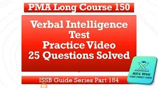 PMA Long Course 150|Verbal Verbal Intelligence Test Practice Video|25 Questions Solved|#issb #pma
