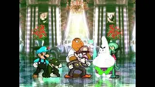 Mugen Request - Mario, Luigi, and Waluigi vs Patrick Star, Squidward, and MVC Peter Griffin