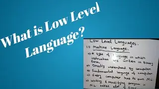 What is Low Level Language? Types of low level language?
