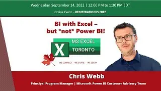 MS Excel Toronto -  BI with Excel -  but  not  Power BI! -  Chris Webb