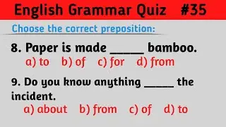 English Grammar Quiz (Part35) | Prepositions