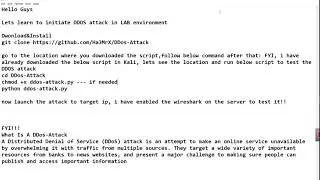 DDOS attack using Kali and attack observation on server
