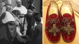 Cardinals kiss Pope's foot – kissing the Cross on the Papal Slipper