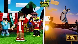 DAY 1: My First Base in Holobrine SMP!🔥 (Minecraft PE Hindi)