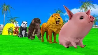 Paint & Animals Duck,Gorilla,Lion,Elephant,Cow,Sheep Fountain Crossing Transformation Animal Cartoon
