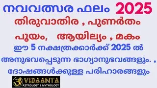 2025 പുതുവർഷഫലം തിരുവാതിര പുണർതം പൂയം ആയില്യം മകം /English Newyear 2025 predictions
