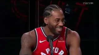 Kawhi Leonard laughs at Media Day