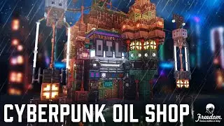 Minecraft Tutorial: How to Build a Real Architect's Base | Cyberpunk Oil shop 
