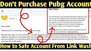 Don't Purchase Pubg Account | How to Safe Account From Link Wash | Pubg Lost Account Recovery Link