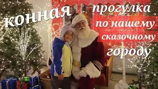 Встретили Дед Мороза, конная прогулка по украшенному городу, Эльза довольна