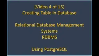 RDBMS 4/15 - Creating Tables in DB