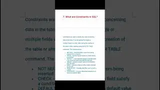 7.What are Constraints in SQL? | 