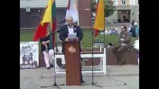 2012.05.26 Šarūnas Navickis skaito pranešimą Klaipėdoje, Atgimimo aikštėje