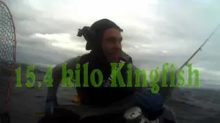 Kingfish jigging 35 km off shore on a jet-ski
