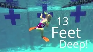 4 year old Elizabeth Dives down 13 feet deep.  does free style diving 12-13 feet!