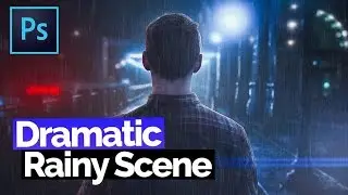 How To Turn Boring Images Into Dramatic Rainy Scene | Photo Manipulation Retouch, Photoshop Tutorial