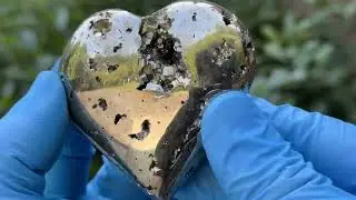 Natural Pyrite Heart Shaped Crystal Gemstone