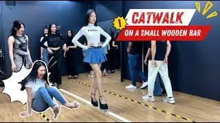 Professional model challenges catwalk on small wooden bar | Exercises to help strengthen your ankles