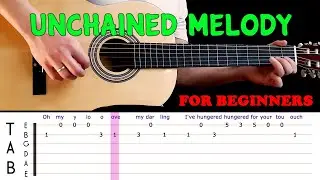 UNCHAINED MELODY | Easy guitar melody lesson for beginners (with tabs) - ‎The Righteous Brothers