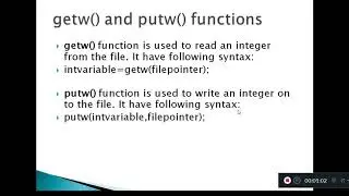 getw() and putw() function