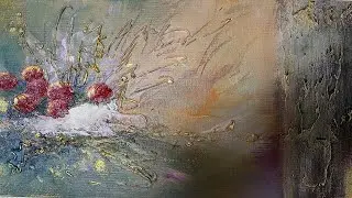 Зимний этюд. Текстурная паста. Акрил. How to create X-mas card with acrylic.
