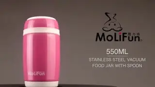 MoLiFun stainless steel vacuum food jar with spoon 550ml