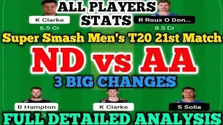 ND vs AA Dream 11 Team | Super Smash Men's T20 21st Match | ND vs AA Dream 11 Team Prediction