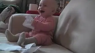 Baby Laughing Hysterically at Ripping Paper Original