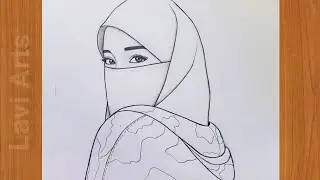 How to Draw Beautiful Girl Wearing Hijab and Uniform  | Pencil drawing of a girl | Easy drawing