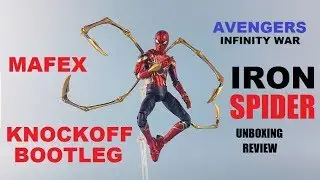 knockoff mafex iron spider Avengers infinity war action figure unboxing/review bootleg/knockoff