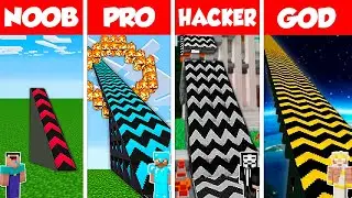 Minecraft Battle: NOOB vs PRO vs HACKER vs GOD: SUPER RAMP SPRINGBOARD BUILD CHALLENGE / Animation