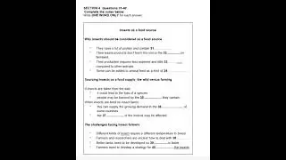 Insects as a food source part-4 (07.12.2024) some regional recent real IELTS listening part 4