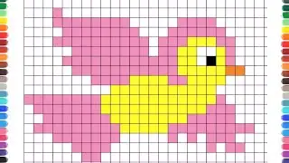 Как нарисовать птичку по клеточкам. Рисунок птицы. How to draw a bird. Simple bird drawing.