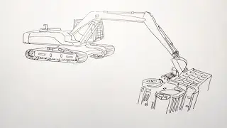 Menggambar truk dan excavator FULL | Mobil truk gancet | Mobil truk eksiden | Mobil truk laka