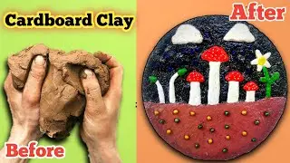 2D Mushrooms with cardboard clay | mushroom art showpiece | craft videos #mkartsandfun #viral