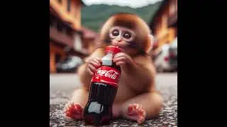 The cute monkeys drink Coca-Colab that created by AI.#AI #short #Lovely