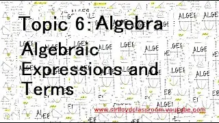 Algebra V6 Algebraic Expressions and Terms
