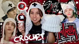 Stray Kids Crochet Clothing and Light Stick ⭐️ cat beanie, hood, cross hat, album wall hanging