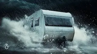 Sleeping In A Warm Caravan Bed During A Rain, Sleet & Thunderstorm 🌨️ Black Screen | Sleep In Series