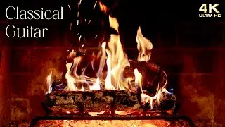 Relaxing Classical Guitar Music Fireplace 🔥 Acoustic Instrumental Fireplace Ambience