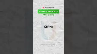 MS Excel Shortcuts Part 3 of 10 #Excel #MicrosoftExcel #ExcelShortcut #ExcelTips #ExcelTricks