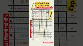 CISF ASI\HC 2023||ALL - STATE CUT-OFF 2022🔥 expected 