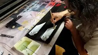 Steven is crafting and building. Laminating carbon rotorblades.