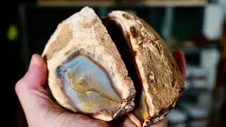 I cut 5 CHUNKY Brazilian agates open!