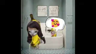 BANANA CAT 🍌🐱 BABY TAKE A BATH AND WATER IS VERY HOT 