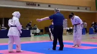 Japanese Karate girl knockout taller opponent