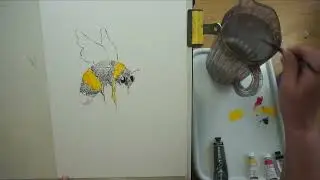 A super cute bumblebee using watercolour and charcoal