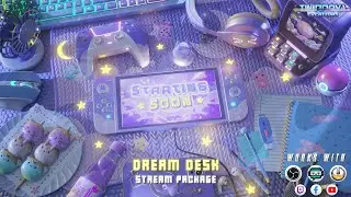 Twitch Cute Animated Overlay Pack  🌠 Dream Desk  🌠